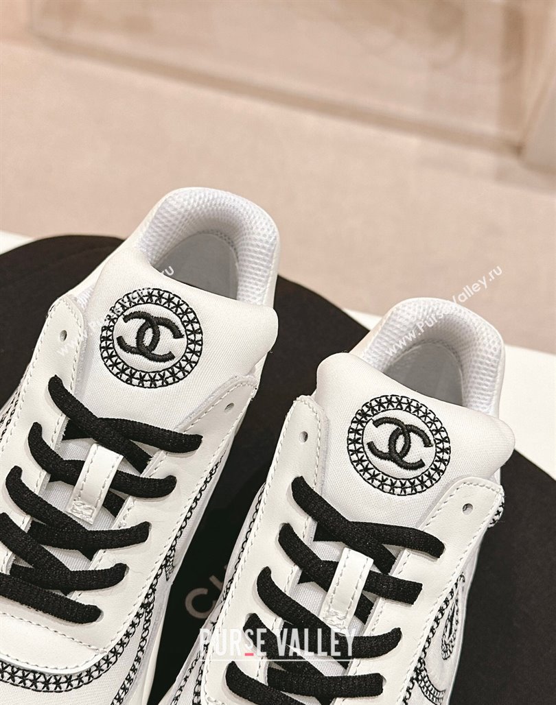 Chanel Calfskin Mesh Sneakers with Stitching White 2024 0701 (MD-240701051)