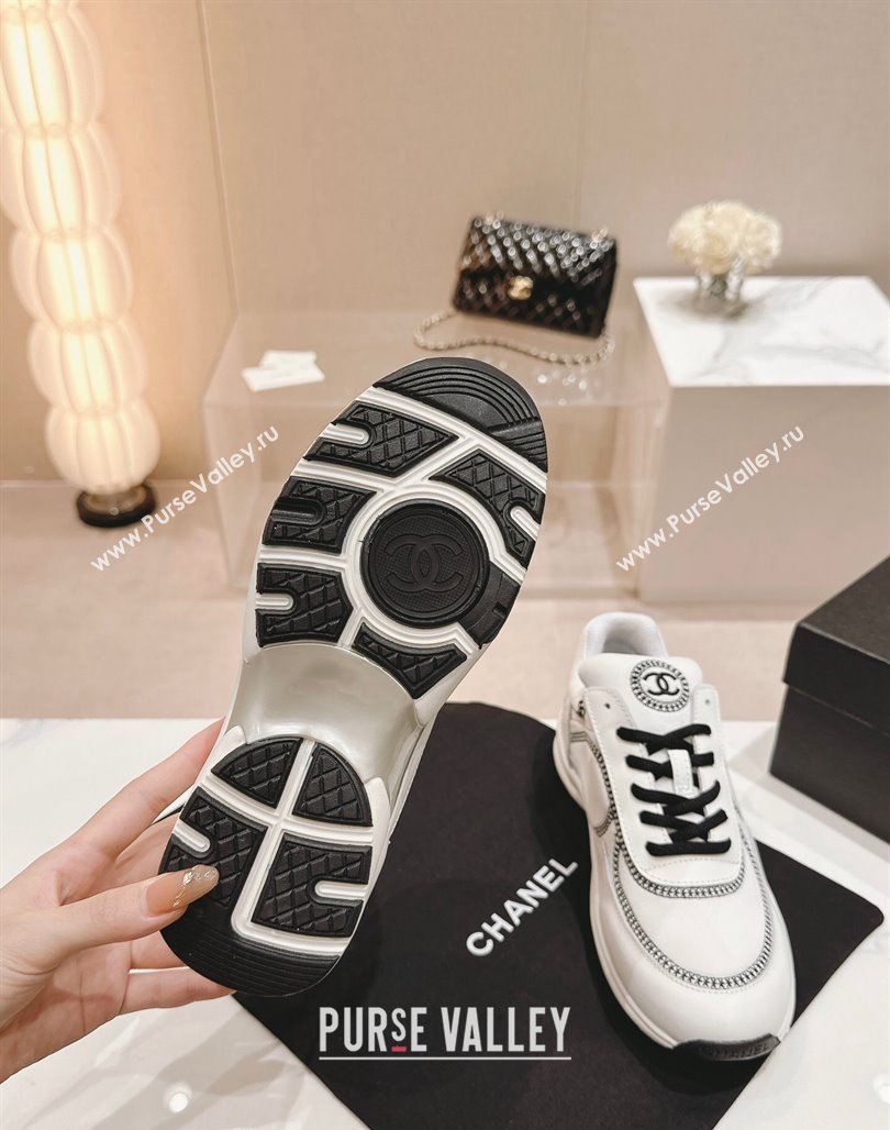 Chanel Calfskin Mesh Sneakers with Stitching White 2024 0701 (MD-240701051)