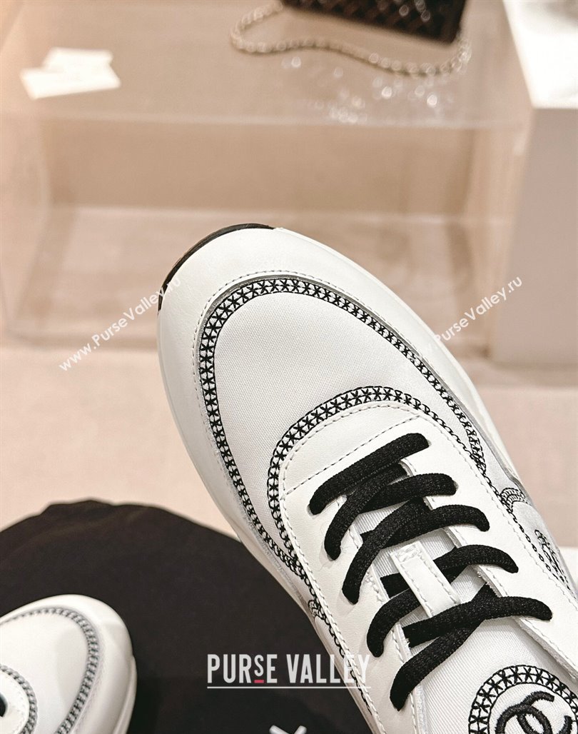 Chanel Calfskin Mesh Sneakers with Stitching White 2024 0701 (MD-240701051)