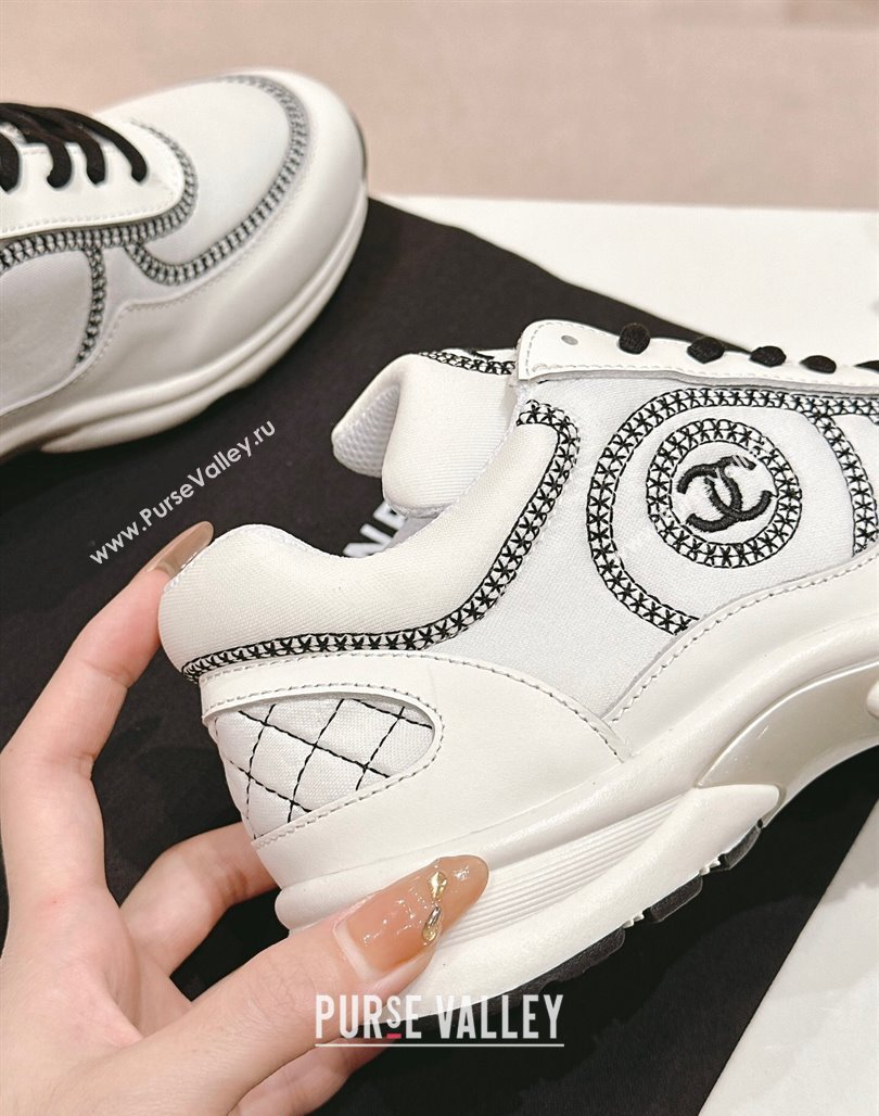 Chanel Calfskin Mesh Sneakers with Stitching White 2024 0701 (MD-240701051)