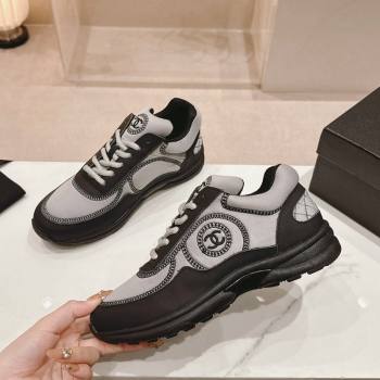 Chanel Calfskin Mesh Sneakers with Stitching Grey 2024 0701 (MD-240701052)