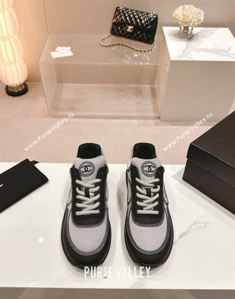 Chanel Calfskin Mesh Sneakers with Stitching Grey 2024 0701 (MD-240701052)