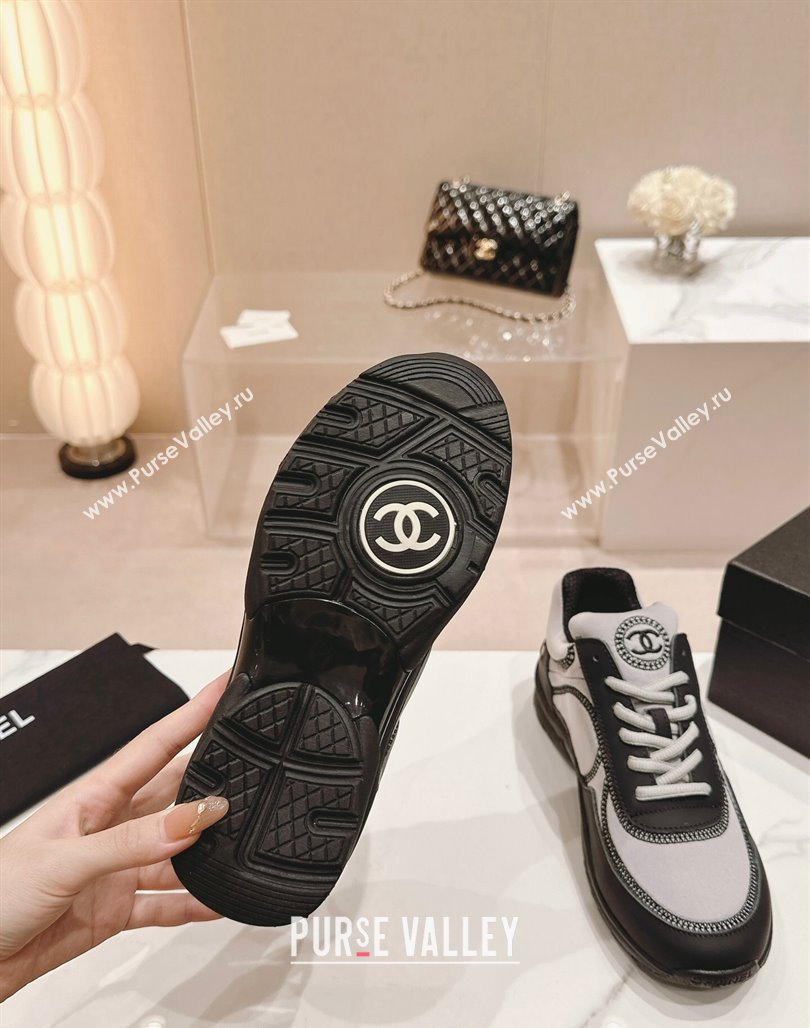 Chanel Calfskin Mesh Sneakers with Stitching Grey 2024 0701 (MD-240701052)