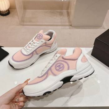 Chanel Calfskin Mesh Sneakers with Stitching Light Pink 2024 0701 (MD-240701054)