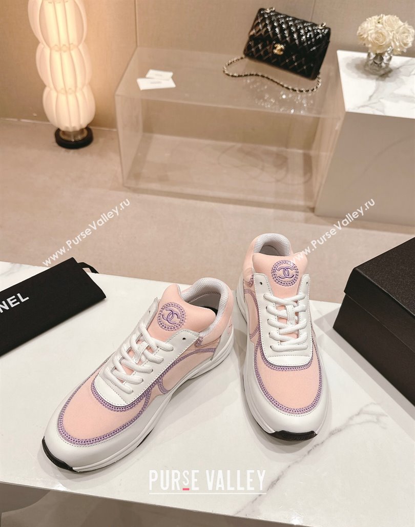 Chanel Calfskin Mesh Sneakers with Stitching Light Pink 2024 0701 (MD-240701054)