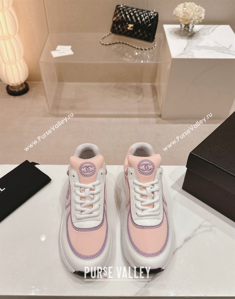 Chanel Calfskin Mesh Sneakers with Stitching Light Pink 2024 0701 (MD-240701054)