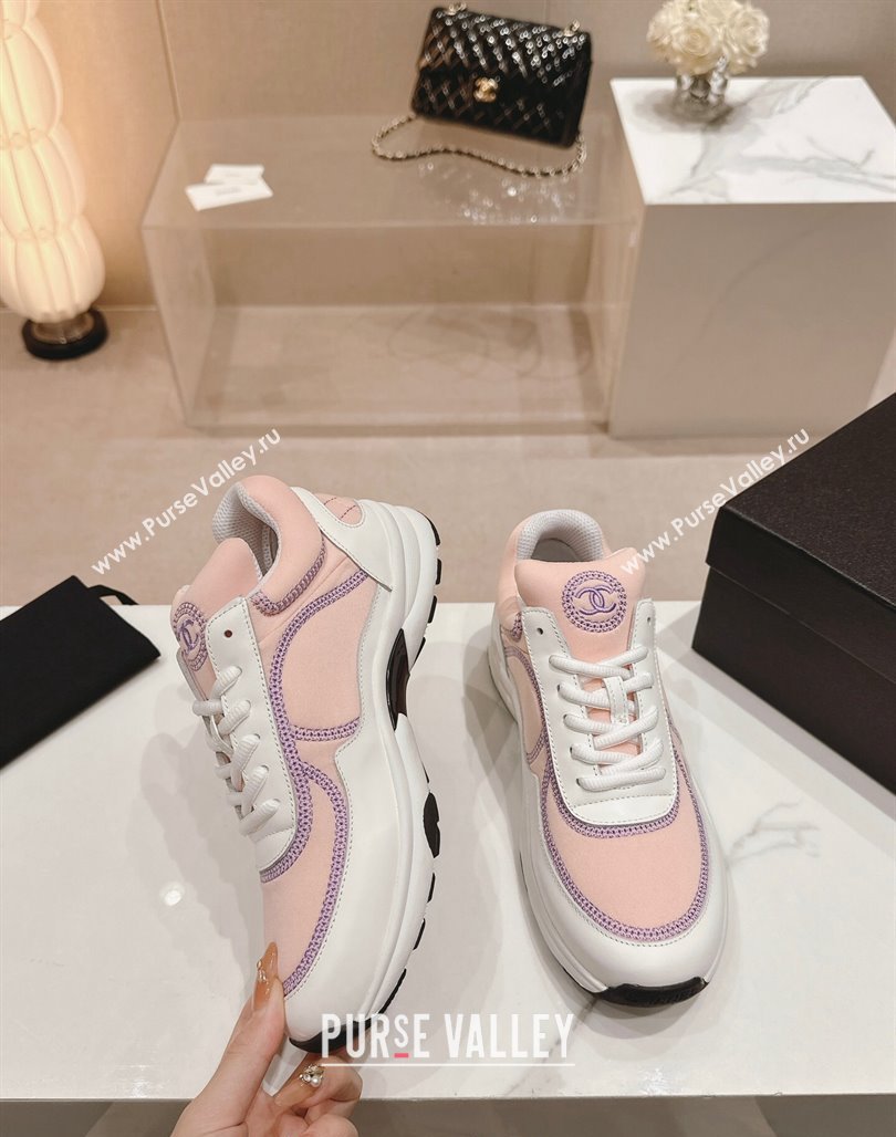 Chanel Calfskin Mesh Sneakers with Stitching Light Pink 2024 0701 (MD-240701054)