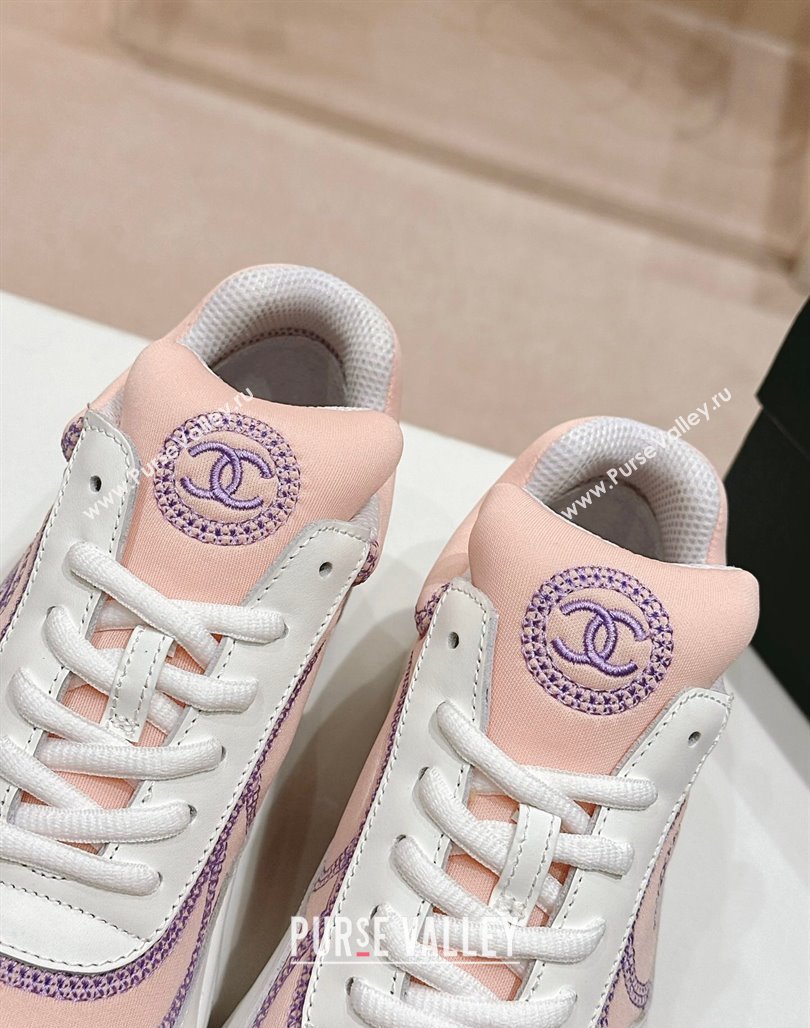 Chanel Calfskin Mesh Sneakers with Stitching Light Pink 2024 0701 (MD-240701054)