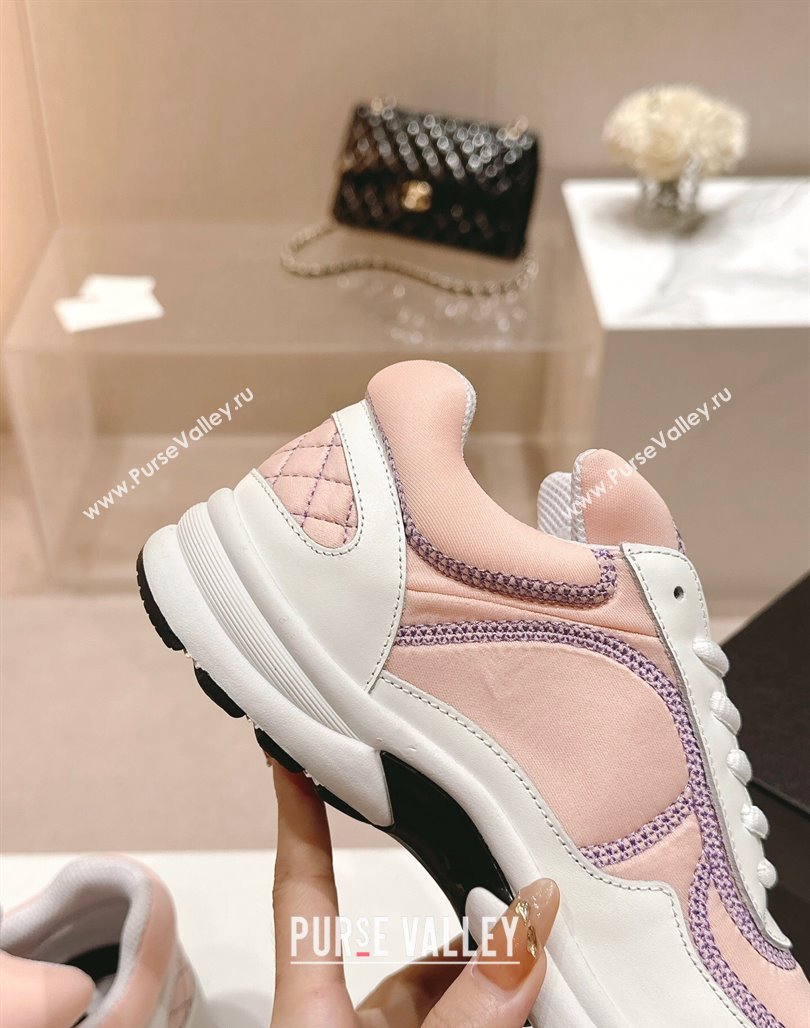 Chanel Calfskin Mesh Sneakers with Stitching Light Pink 2024 0701 (MD-240701054)