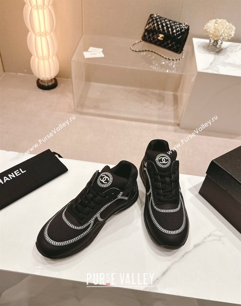 Chanel Calfskin Mesh Sneakers with Stitching Black 2024 0701 (MD-240701056)