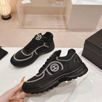 Chanel Calfskin Mesh Sneakers with Stitching Black 2024 0701 (MD-240701056)