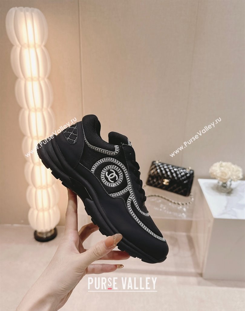 Chanel Calfskin Mesh Sneakers with Stitching Black 2024 0701 (MD-240701056)