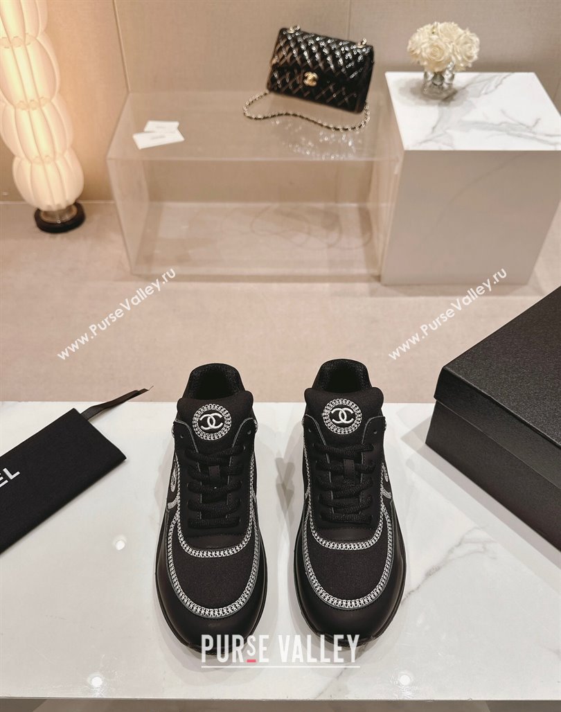 Chanel Calfskin Mesh Sneakers with Stitching Black 2024 0701 (MD-240701056)