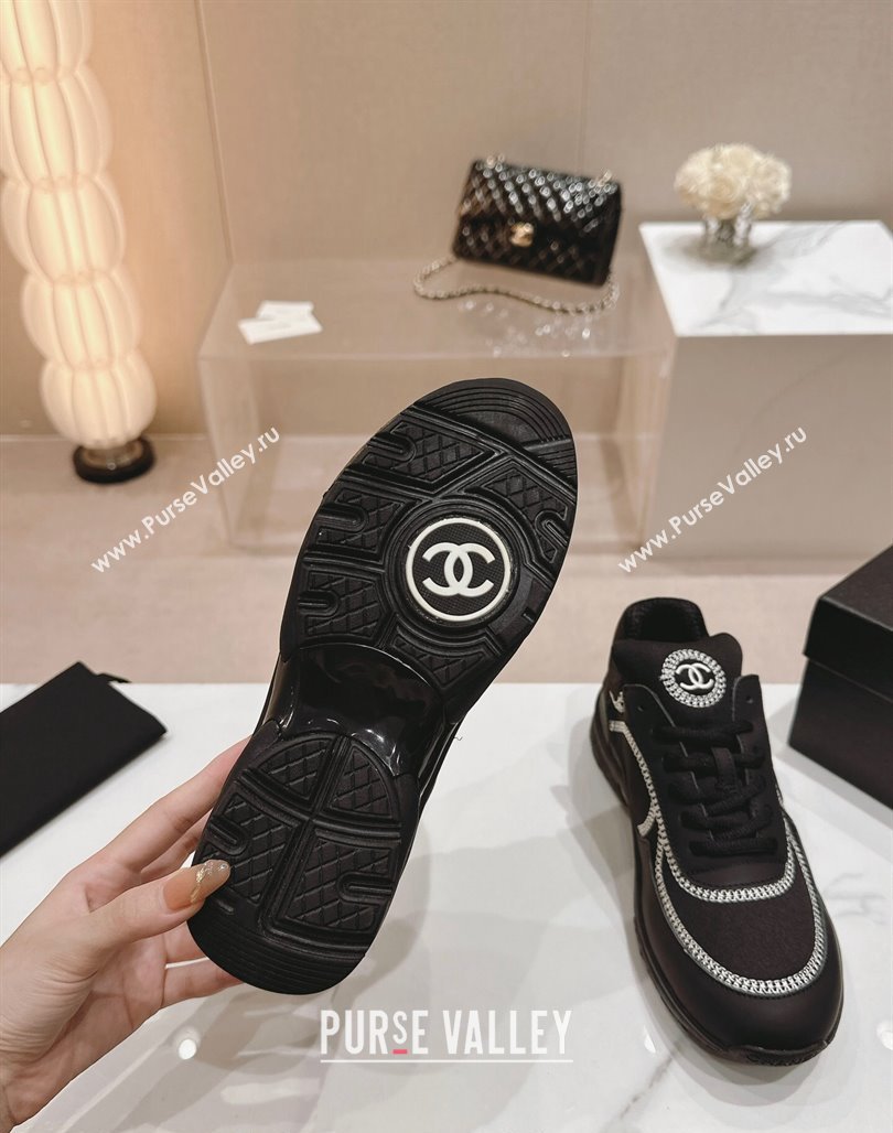 Chanel Calfskin Mesh Sneakers with Stitching Black 2024 0701 (MD-240701056)