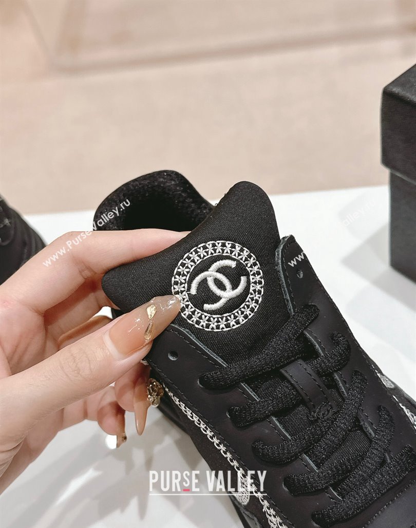 Chanel Calfskin Mesh Sneakers with Stitching Black 2024 0701 (MD-240701056)