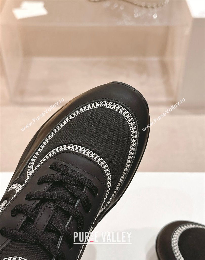 Chanel Calfskin Mesh Sneakers with Stitching Black 2024 0701 (MD-240701056)