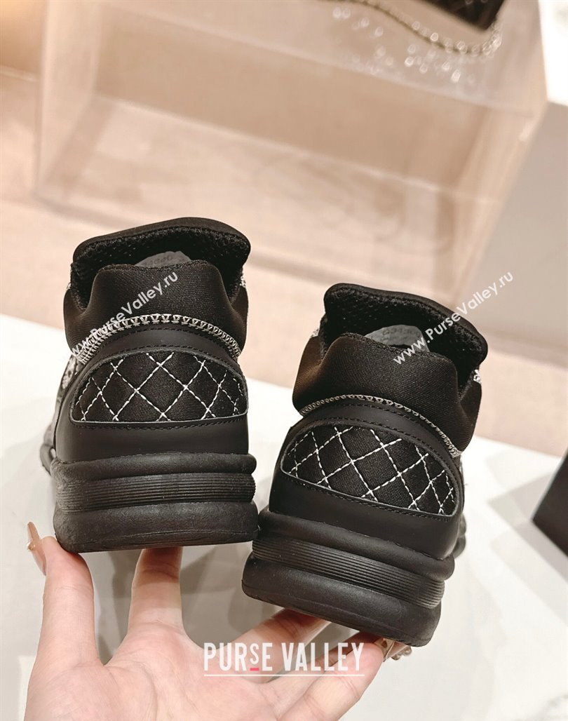 Chanel Calfskin Mesh Sneakers with Stitching Black 2024 0701 (MD-240701056)