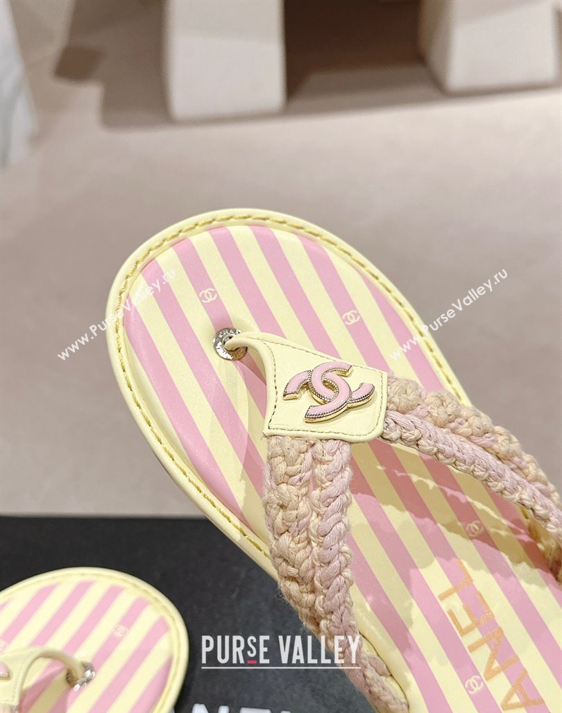 Chanel Striped Flat Thong Slides Sandal Yellow/Pink 2024 0701 (MD-240701075)