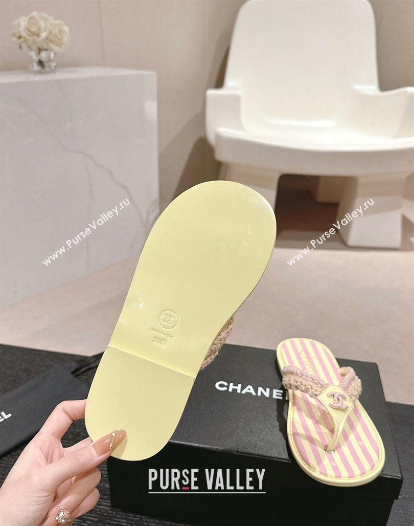 Chanel Striped Flat Thong Slides Sandal Yellow/Pink 2024 0701 (MD-240701075)