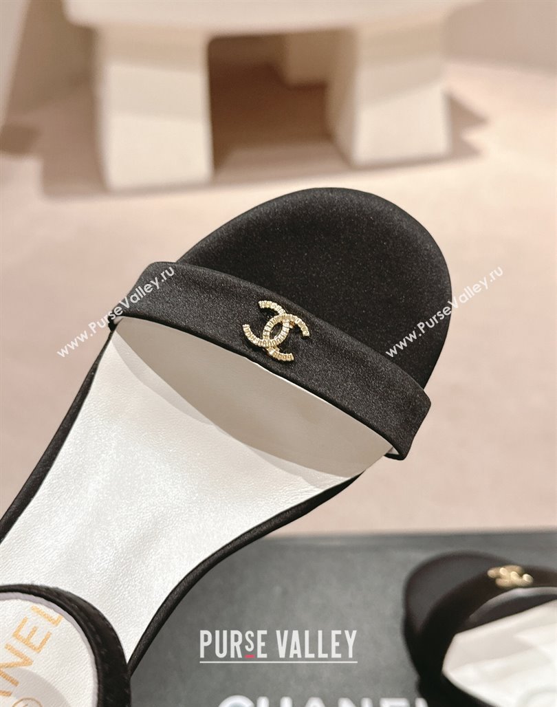 Chanel Satin Calfskin Heel Sandals 5cm with CC Black 2024 (MD-240701078)