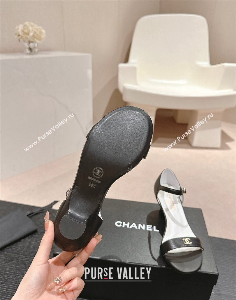 Chanel Calfskin Heel Sandals 5cm with CC Black 2024 (MD-240701080)