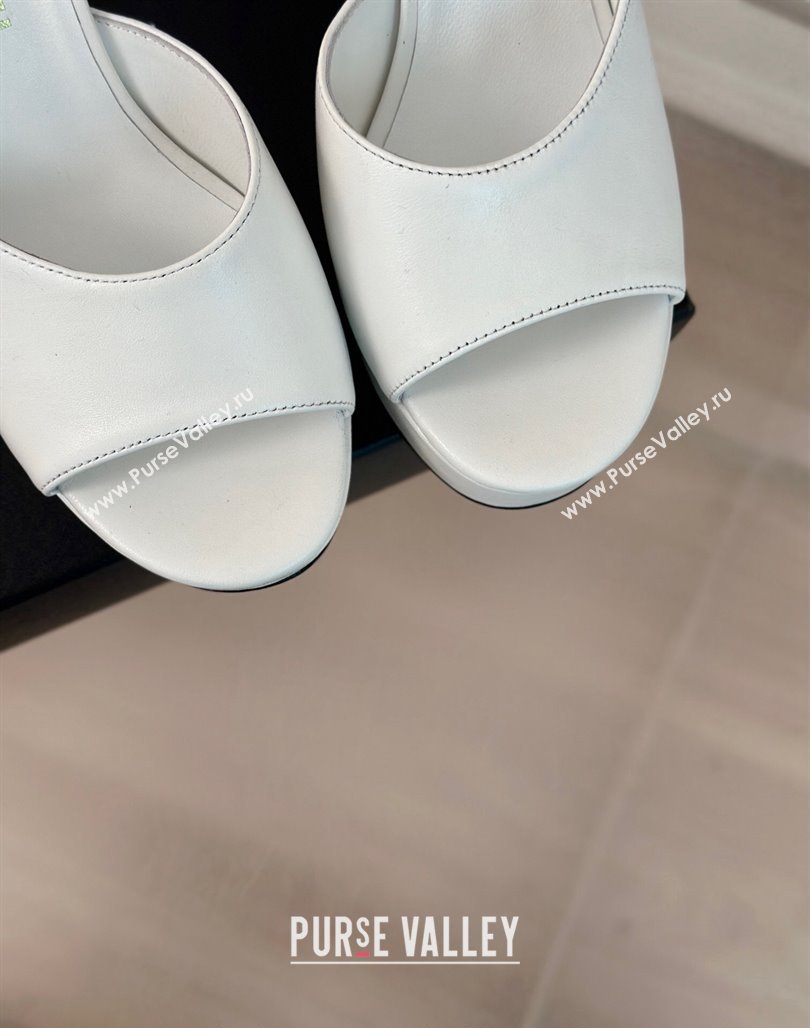 Chanel Lambskin Platform Slides Sandal 9.5cm White 2024 0701 (MD-2407001)