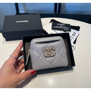 Chanel Shiny Lambskin 19 Zipped Coin Purse Wallet AP2086 Light Green 2024 (SSZ-240717063)