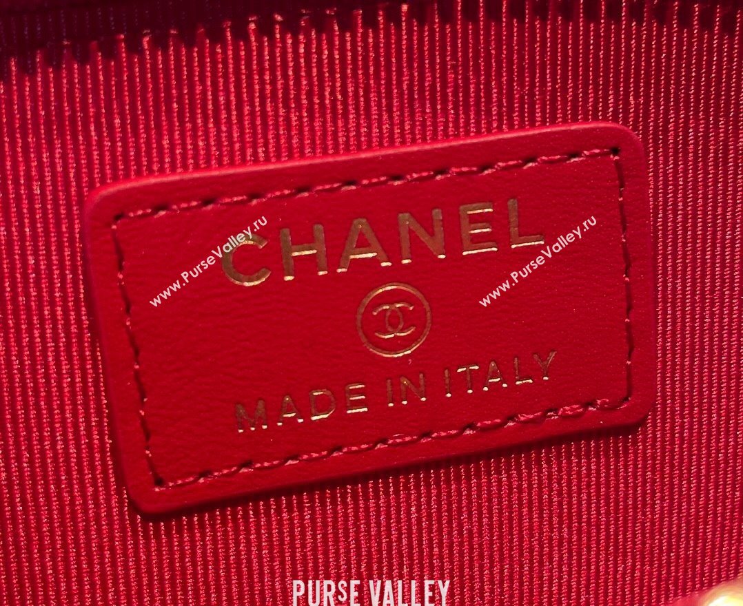 Chanel Shiny Lambskin 19 Zipped Coin Purse Wallet AP2086 Dark Red 2024 (SSZ-240717070)