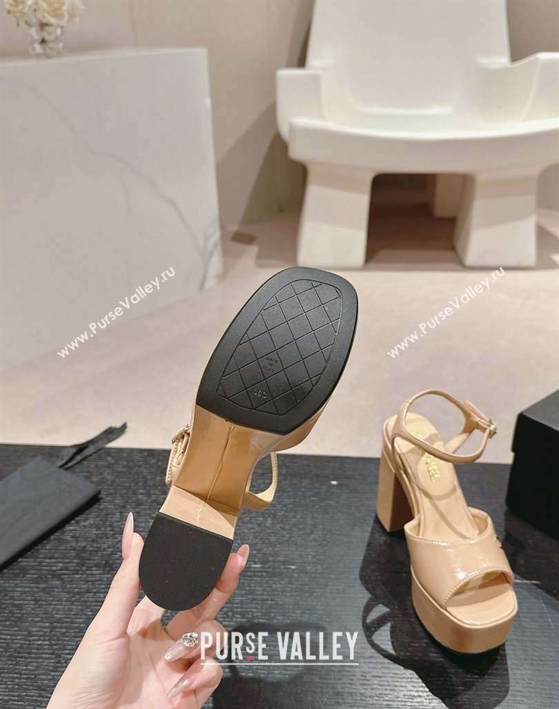 Chanel Calfskin Platform Sandals 12cm Beige 2024 G45740 (MD-240722090)