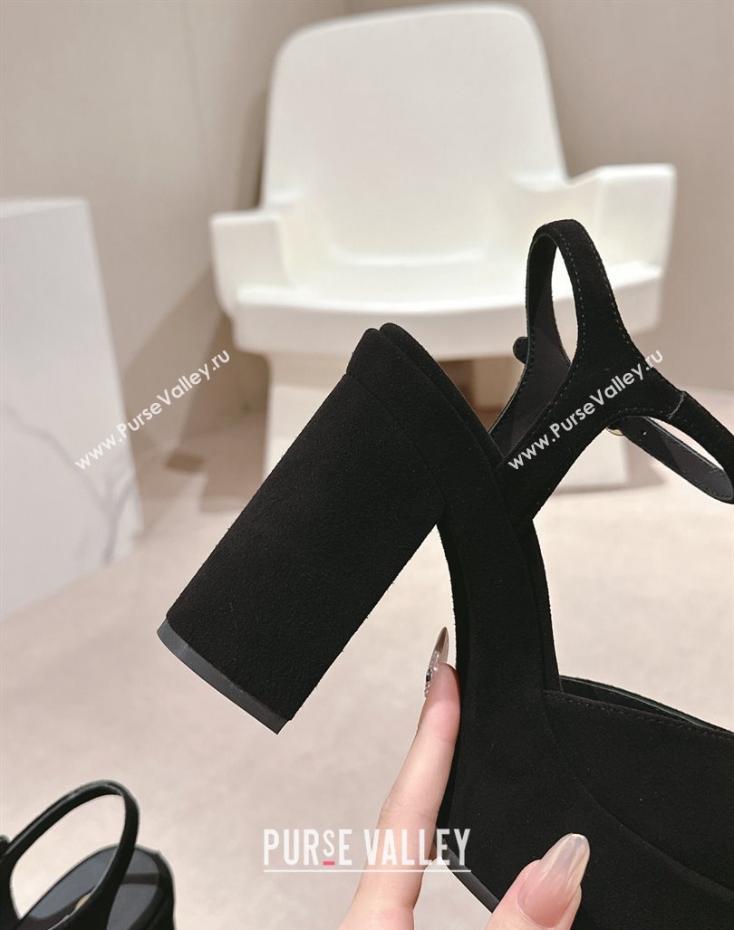 Chanel Suede Platform Sandals 12cm Black 2024 G45740 (MD-240722099)