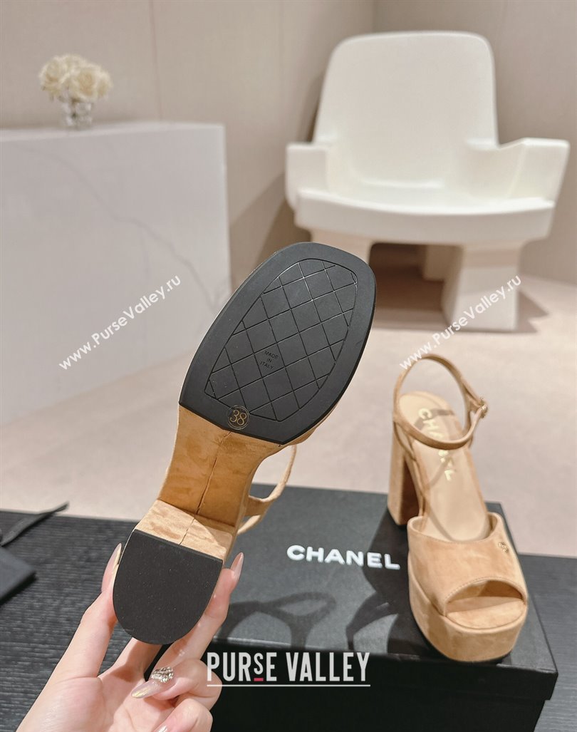 Chanel Suede Platform Sandals 12cm Beige 2024 G45740 (MD-240722100)