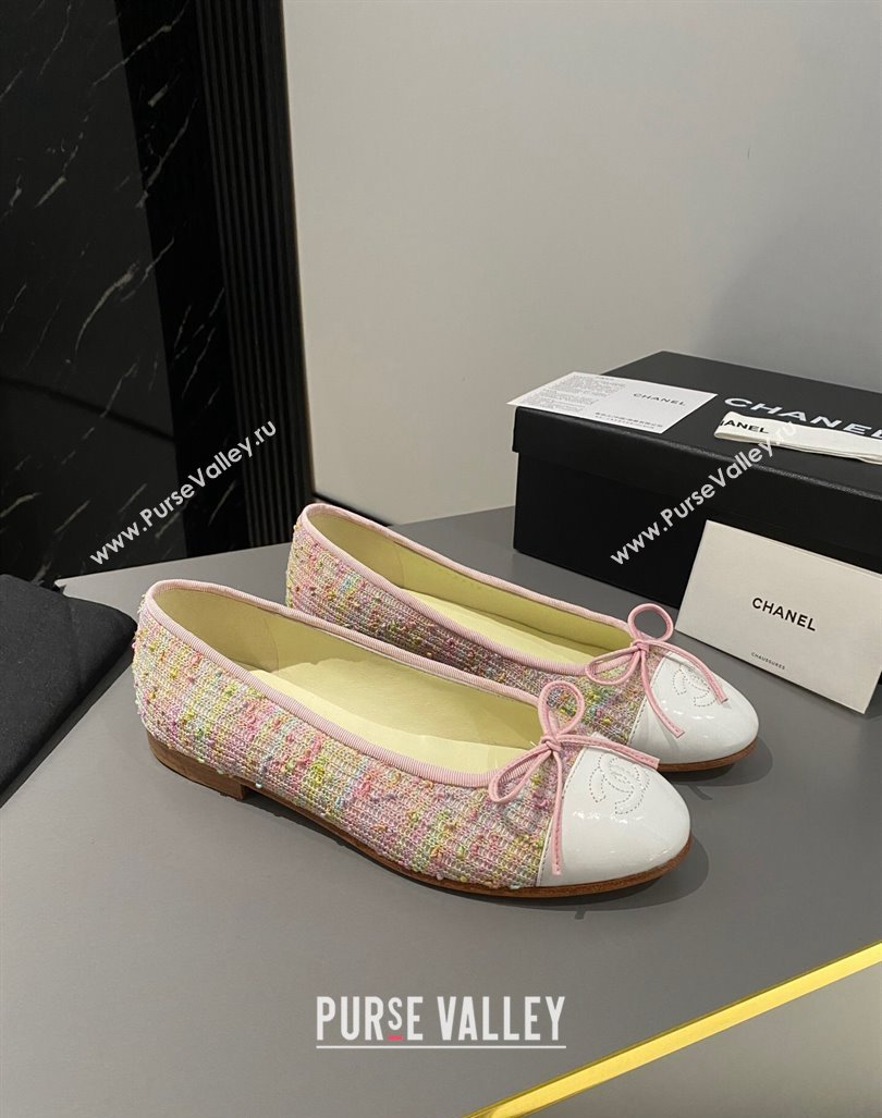 Chanel Tweed Classic Ballet Flat Pink/Multi 2024 072211 (MD-240722113)