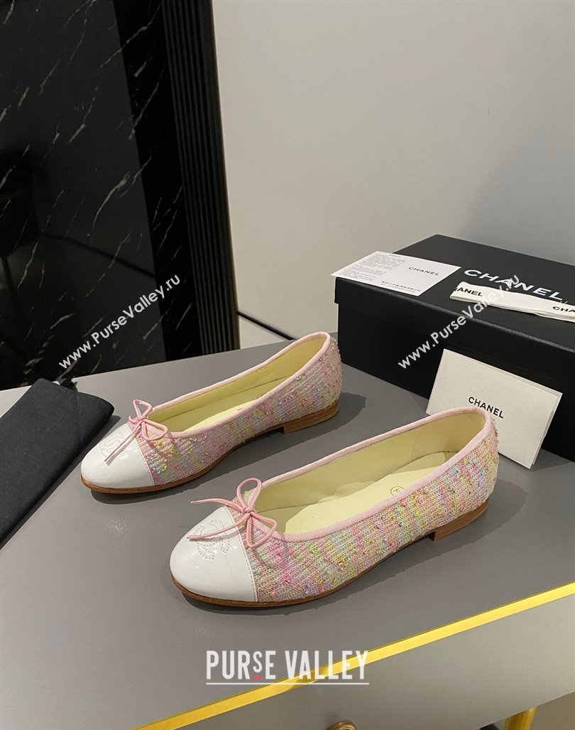 Chanel Tweed Classic Ballet Flat Pink/Multi 2024 072211 (MD-240722113)