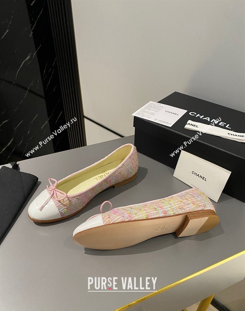 Chanel Tweed Classic Ballet Flat Pink/Multi 2024 072211 (MD-240722113)