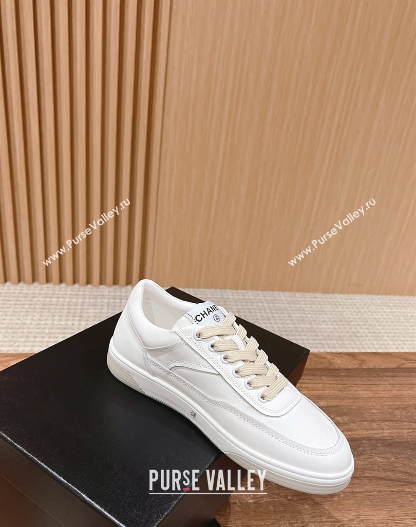 Chanel White Calfskin Sneakers with Side CC White 2024 072203 (KL-240722015)