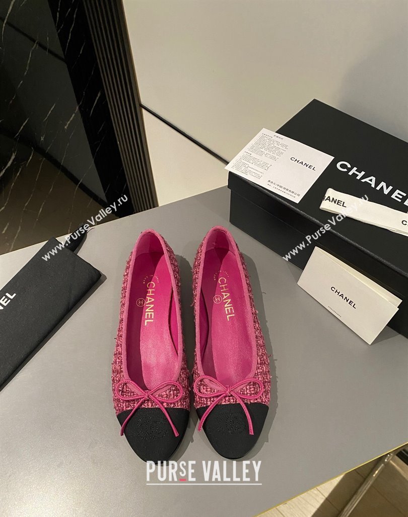 Chanel Tweed Classic Ballet Flat Fuchsia Pink 2024 072211 (MD-240722115)