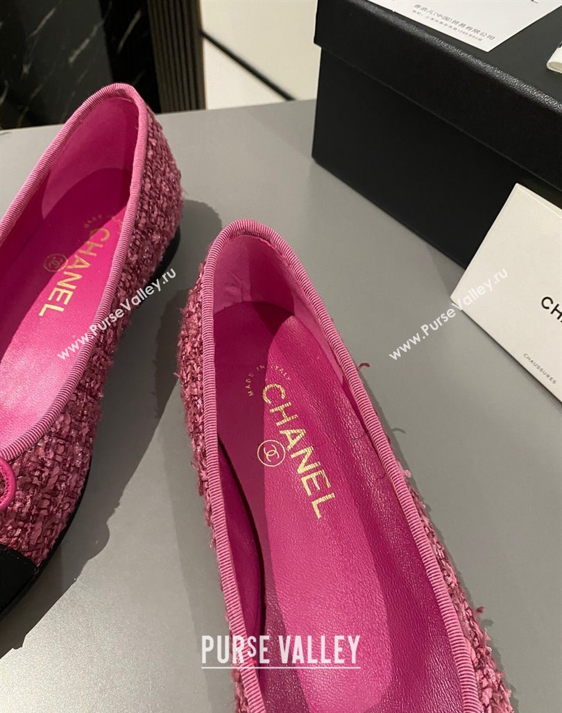 Chanel Tweed Classic Ballet Flat Fuchsia Pink 2024 072211 (MD-240722115)