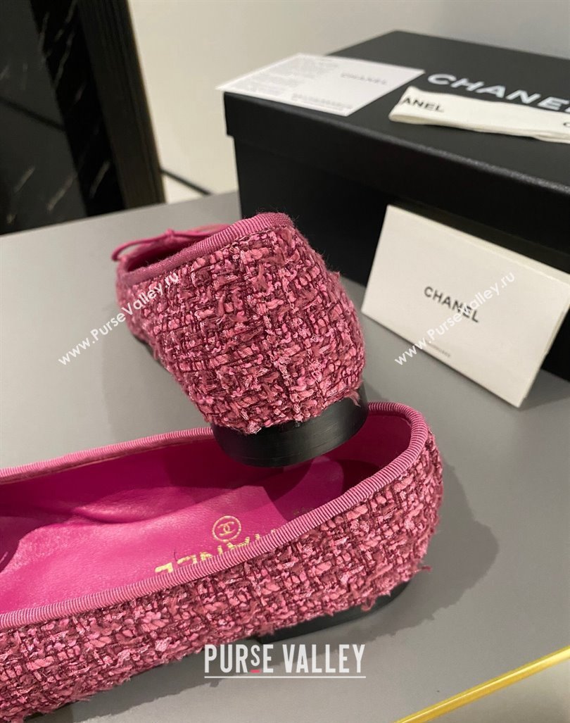 Chanel Tweed Classic Ballet Flat Fuchsia Pink 2024 072211 (MD-240722115)