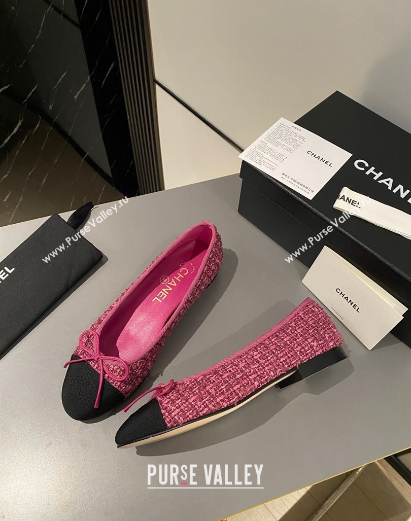 Chanel Tweed Classic Ballet Flat Fuchsia Pink 2024 072211 (MD-240722115)