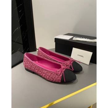 Chanel Tweed Classic Ballet Flat Fuchsia Pink 2024 072211 (MD-240722115)