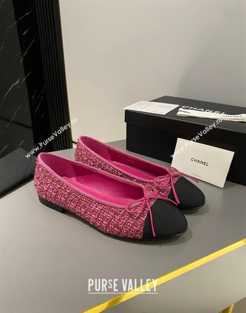 Chanel Tweed Classic Ballet Flat Fuchsia Pink 2024 072211 (MD-240722115)