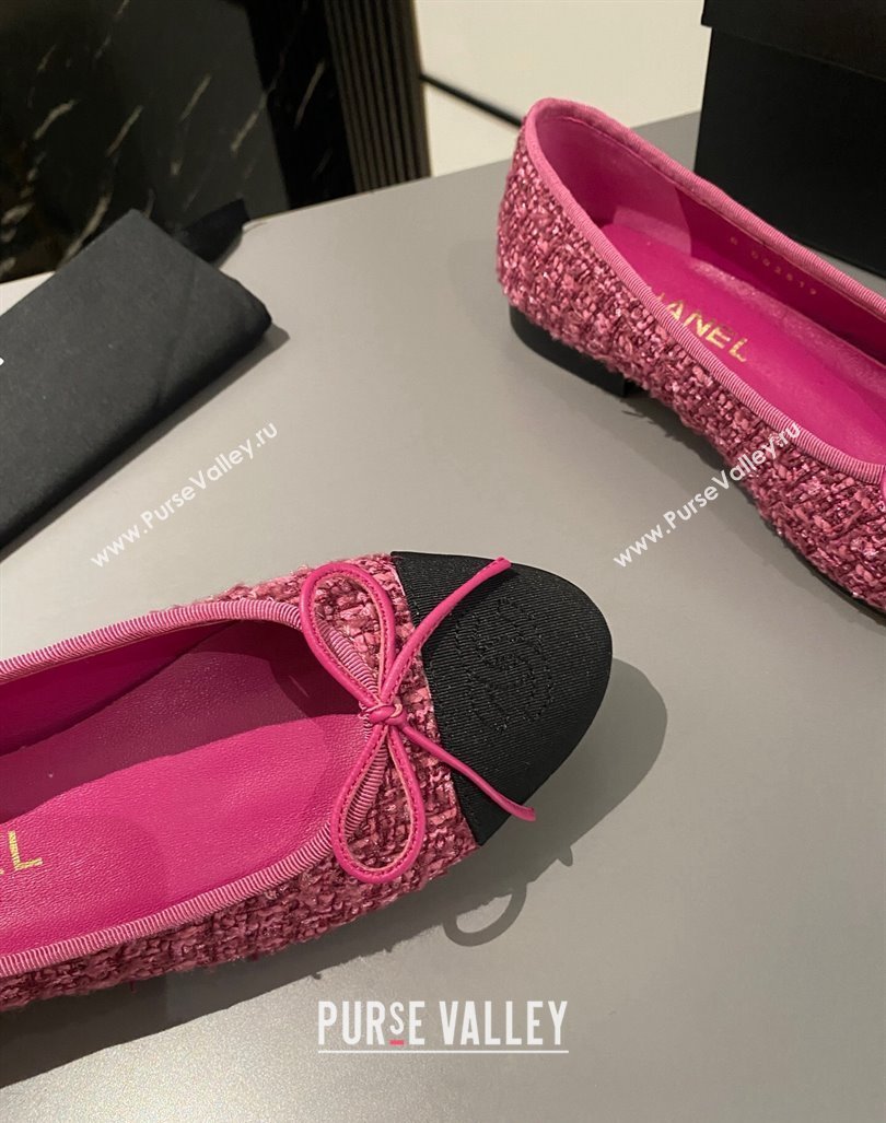 Chanel Tweed Classic Ballet Flat Fuchsia Pink 2024 072211 (MD-240722115)