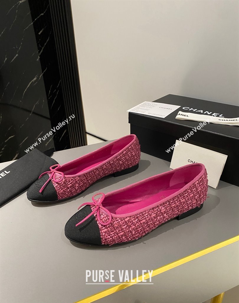 Chanel Tweed Classic Ballet Flat Fuchsia Pink 2024 072211 (MD-240722115)