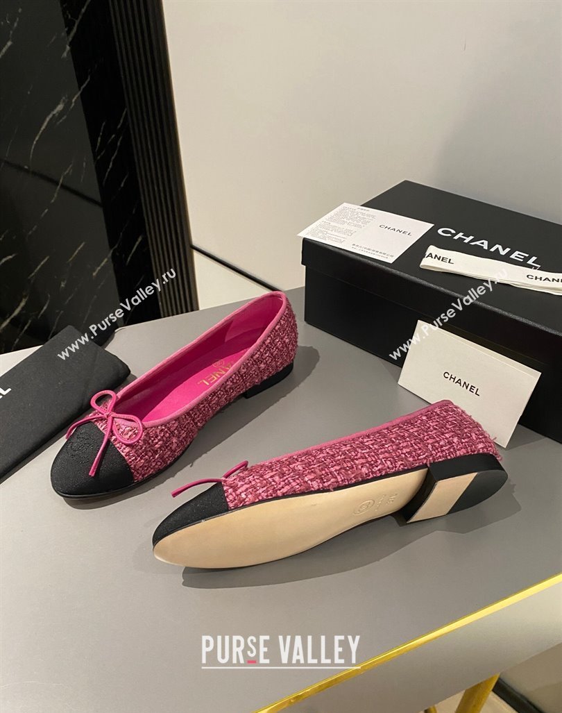 Chanel Tweed Classic Ballet Flat Fuchsia Pink 2024 072211 (MD-240722115)