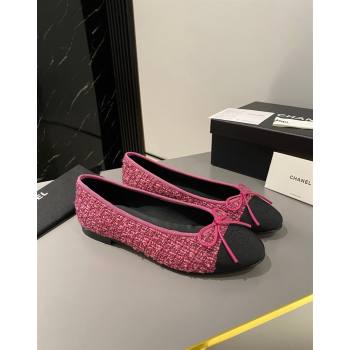 Chanel Tweed Classic Ballet Flat Dark Pink 2024 072211 (MD-240722116)