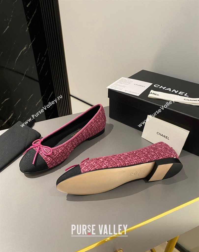 Chanel Tweed Classic Ballet Flat Dark Pink 2024 072211 (MD-240722116)