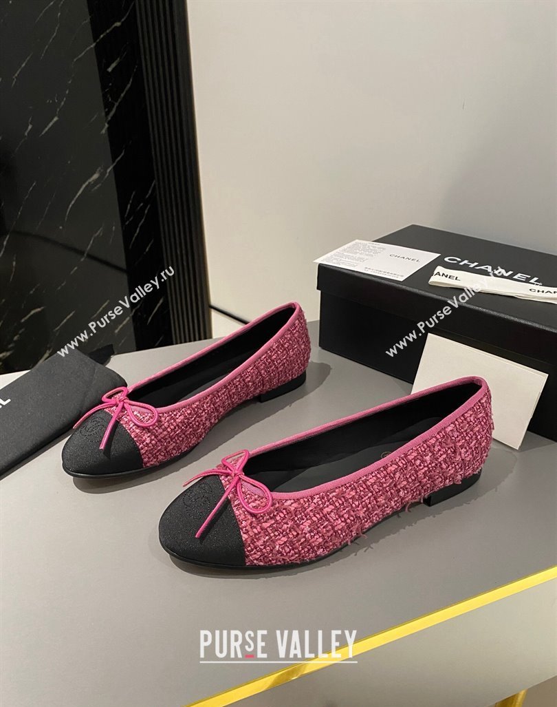 Chanel Tweed Classic Ballet Flat Dark Pink 2024 072211 (MD-240722116)