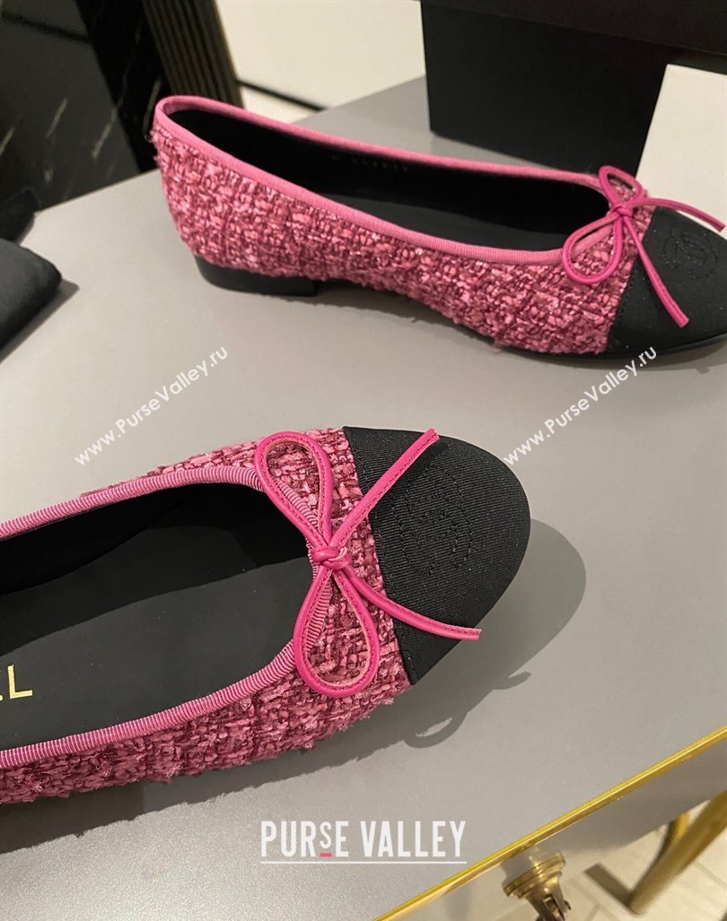 Chanel Tweed Classic Ballet Flat Dark Pink 2024 072211 (MD-240722116)