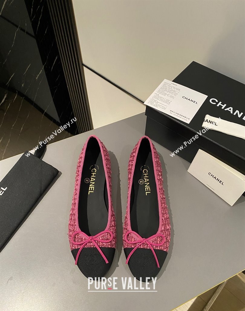 Chanel Tweed Classic Ballet Flat Dark Pink 2024 072211 (MD-240722116)