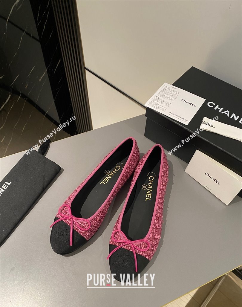 Chanel Tweed Classic Ballet Flat Dark Pink 2024 072211 (MD-240722116)